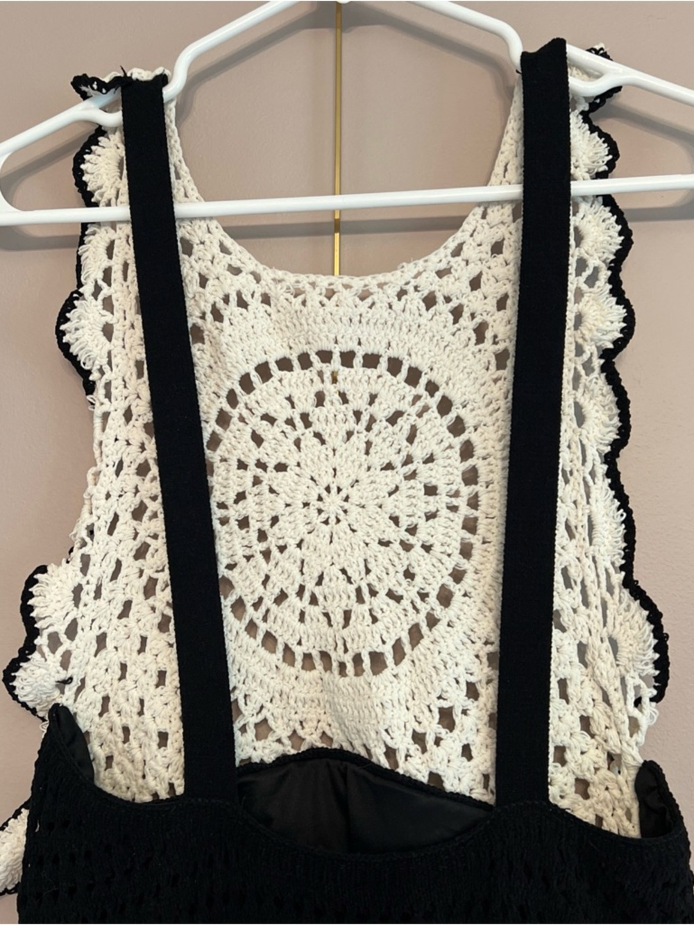 Zara Black And White Crochet  MIDI Dress Women’s Medium Bodycon Bohemian - Picture 7 of 13